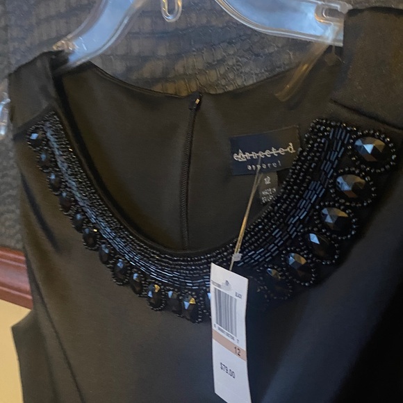 Connected Apparel Black Dress with Embellished Neckline - Picture 6 of 7